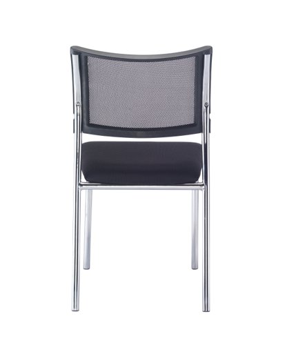 CH0785 | The Jupiter Mesh Side Chair is a stylish and comfortable conference side chair that's perfect for any office or meeting room. The curved mesh back provides optimal comfort and support for long meetings, while the plastic skid feet ensure stability and prevent floor marking. The chrome legs add a touch of elegance to any space, and the chair can be stacked up to 4 high for easy storage. Whether you're hosting a conference or simply need a comfortable and stylish side chair, the Jupiter Mesh Side Chair is the perfect choice.