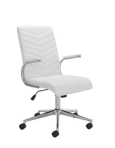 Baresi PU High Back Executive Office Chair with Arms Chrome Base White CH0789WH