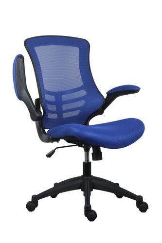 Marlos Mesh Back Office Chair With Folding Arms - Blue