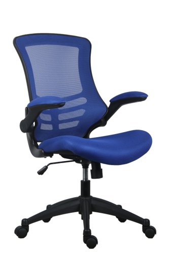 Marlos Mesh Back Office Chair with Folding Arms Blue