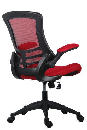 Marlos Mesh Back Office Chair With Folding Arms - Red