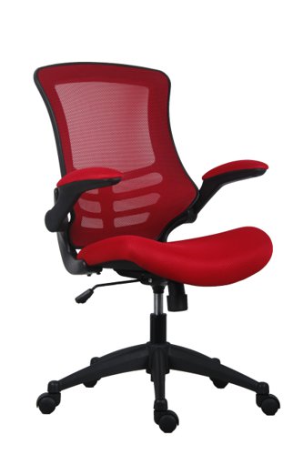 Marlos Mesh Back Office Chair with Folding Arms Red