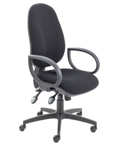 Maxi Ergo Chair with Lumbar Pump Fixed Arms Black