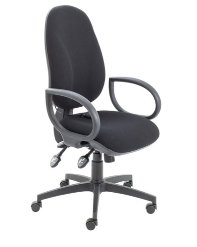 Maxi Ergo Chair With Lumbar Pump + Fixed Arms : Black
