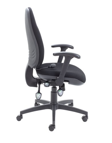 Maxi Ergo Chair with Lumbar Pump Folding Arms Black