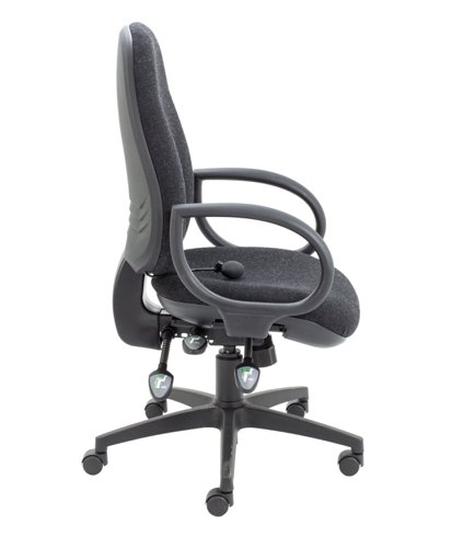 Maxi Ergo Chair with Lumbar Pump Fixed Arms Charcoal