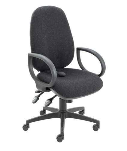 Maxi Ergo Chair With Lumbar Pump + Fixed Arms : Charcoal