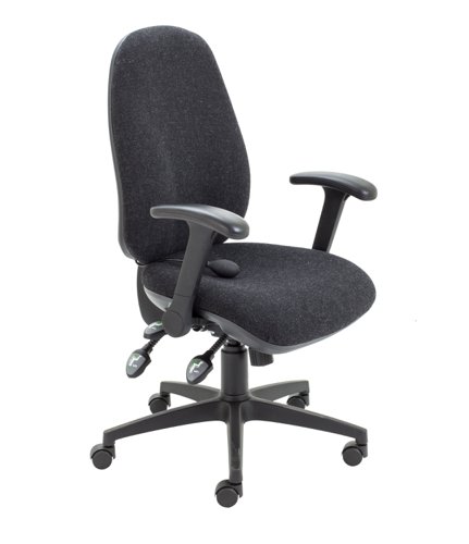 Maxi Ergo Chair with Lumbar Pump Folding Arms Charcoal