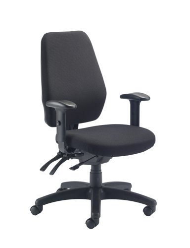 Introducing our Call Centre Chair, a Physio approved office chair designed to provide maximum comfort and support during long hours of sitting. This chair comes with 2-dimensional adjustable arms, allowing you to customize the height and width to your liking. The ratchet back feature ensures proper spinal alignment, reducing the risk of back pain and discomfort. The five star office chair base with five castors provides stability and mobility, allowing you to move around your workspace with ease. Made with 100% man-made fabric, this office chair is durable and easy to clean. Invest in your health and productivity with our Call Centre Chair.