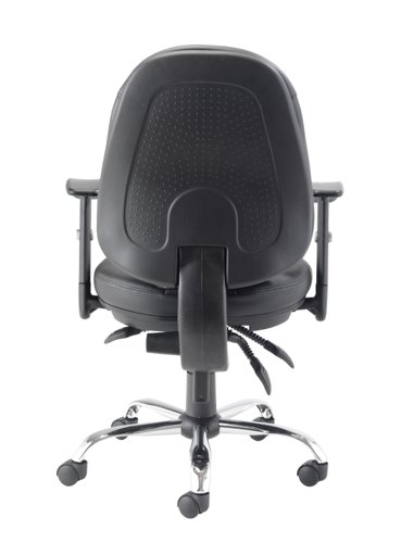 Introducing the Puma Office Chair, a stylish PU office chair that offers an array of benefits for your workspace. The generously padded seat and back, along with the curved back design, promote good posture, reducing the risk of back pain and discomfort. The chrome 5-star base adds a touch of elegance to your office, while the height-adjustable arms provide additional comfort and support. The asynchro mechanism allows for complete customization, enabling you to adjust the chair to your preferred seating position. Upgrade your workspace with the Puma Office Chair and experience the ultimate in comfort and style.