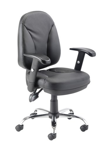 Puma Adjustable Leather Operator Office Chair with Arms Black CH1003