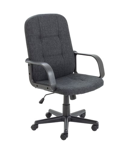 Jemini Jack 2 Executive Swivel Chair with Fixed Arms 620x600x1020-1135mm Fabric Charcoal KF79889