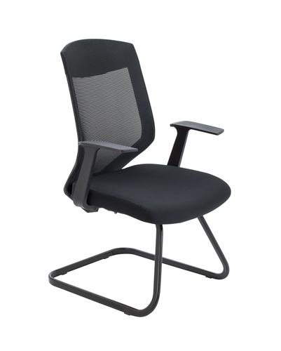 Vogue Black Cantilever Side Chair Black Mesh Back And Black Fabric Seat