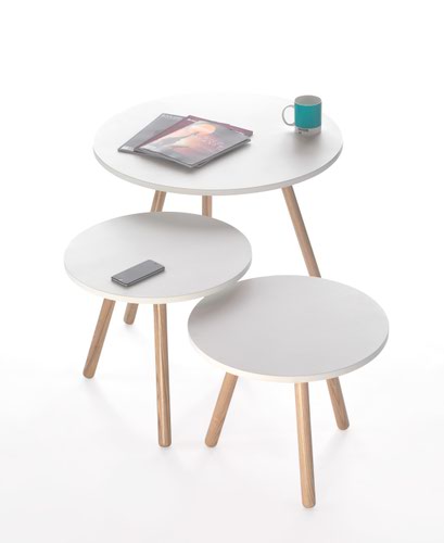 Introducing our Tripod Table, the perfect coffee table available in various heights to suit your needs. The round white table top finish is both stylish and modern, while the three tripod legs provide extra stability. This table is perfect for waiting areas, providing a comfortable and stylish place to relax. Whether you're looking for a coffee table for your home or office, our Tripod Table is the perfect choice.