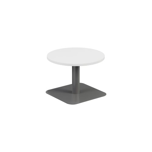 Contract Table Low 600mm White Silver Base