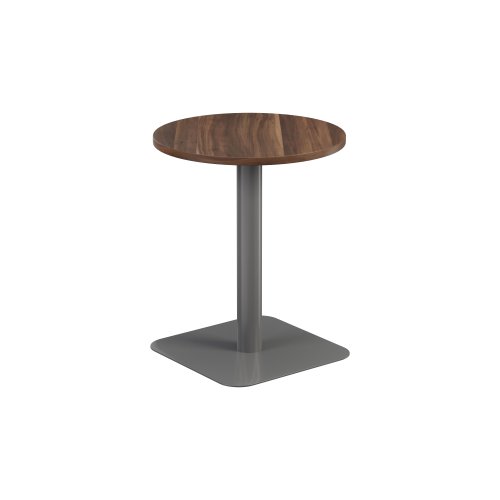 Contract Table Mid 600mm Dark Walnut Top Silver Base