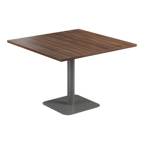 Contract Table 1000 X 1000 Semi Silver Frame Dark Walnut Top