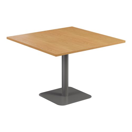 Contract Table 1000 X 1000 Semi Silver Frame Nova Oak Top