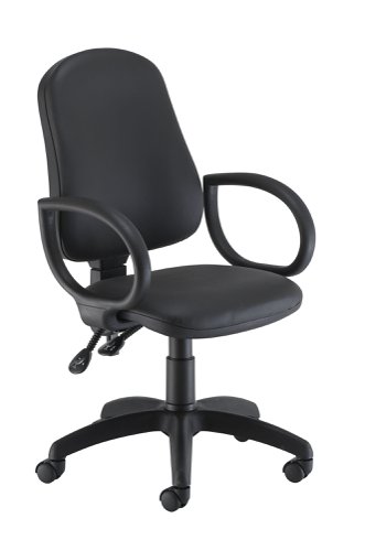 Calypso 2 High Back Operator Chair With Fixed Arms - Black Pu