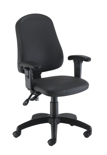 Calypso 2 High Back Operator Chair With Adjustable Arms - Black Pu