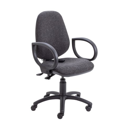 Calypso Ergo 2 Lever Office Chair With Lumbar Pump and Fixed Arms Charcoal
