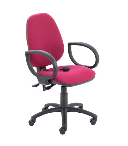 Calypso Ergo 2 Lever Office Chair With Lumbar Pump and Fixed Arms Claret