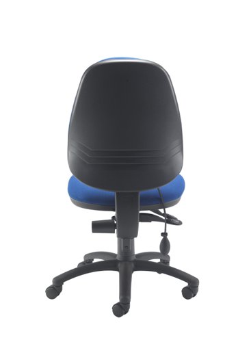 CH2810RB | The Calypso Ergo 2 Lever Office Chair With Lumbar Pump. With its 'permanent contact back' mechanism, this office chair provides maximum comfort and support for long hours of sitting. The deep cushioned seat and upholstered office chair fabric ensure that you stay comfortable throughout the day. The high back office chair provides additional support for your neck and shoulders, reducing the risk of strain and injury. The lumbar pump feature allows you to adjust the chair to your specific needs, providing targeted support for your lower back. Made from 100% man-made office chair fabric, this chair is durable and easy to clean. Invest in the Calypso Ergo 2 Lever Office Chair With Lumbar Pump for a comfortable and productive workday.