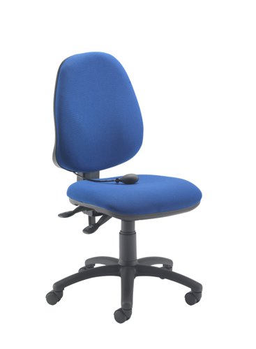 CH2810RB | The Calypso Ergo 2 Lever Office Chair With Lumbar Pump. With its 'permanent contact back' mechanism, this office chair provides maximum comfort and support for long hours of sitting. The deep cushioned seat and upholstered office chair fabric ensure that you stay comfortable throughout the day. The high back office chair provides additional support for your neck and shoulders, reducing the risk of strain and injury. The lumbar pump feature allows you to adjust the chair to your specific needs, providing targeted support for your lower back. Made from 100% man-made office chair fabric, this chair is durable and easy to clean. Invest in the Calypso Ergo 2 Lever Office Chair With Lumbar Pump for a comfortable and productive workday.