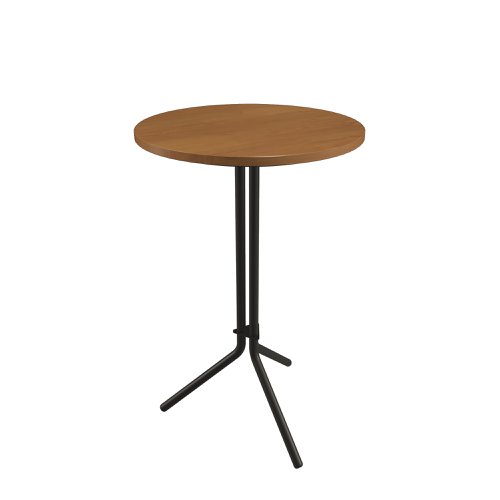 Ledge Tall Table 600 Diameter Elm Wooden Top/Black