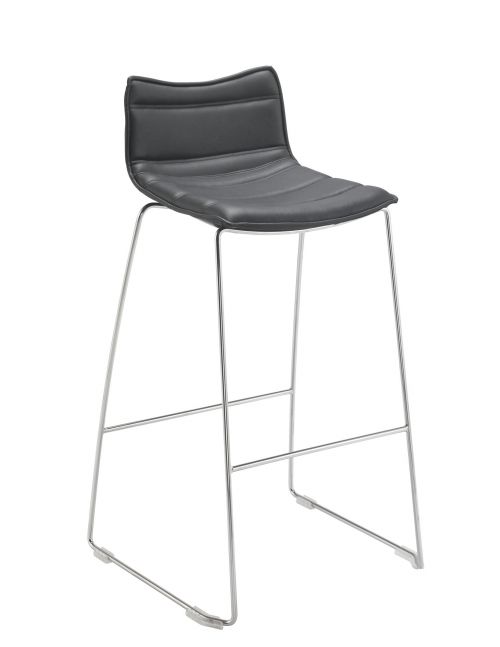 Milan Bar Stool With Chrome Skid Frame Black PU