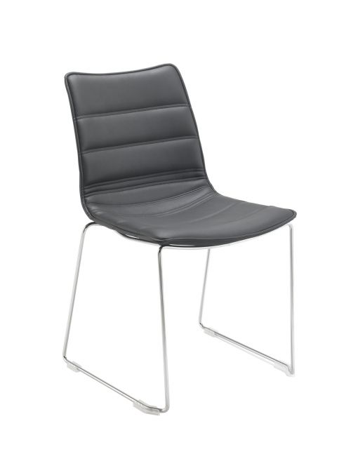 Milan Visitor With Chrome Skid Frame Black PU