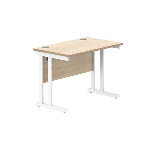 Office Rectangular Desk with Steel Double Upright Cantilever Frame (FSC) 1000X600 Canadian Oak/White
