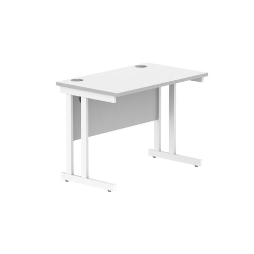 Office Rectangular Desk with Steel Double Upright Cantilever Frame (FSC) 1000X600 Arctic White/White