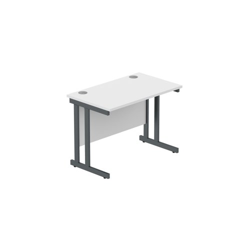 Office Rectangular Desk with Steel Single Upright Cantilever Frame (FSC) 1000X600 Arctic White/Graphite
