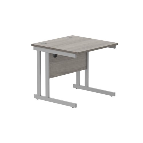 Office Rectangular Desk with Steel Double Upright Cantilever Frame (FSC) 1000X800 Alaskan Grey Oak/Silver