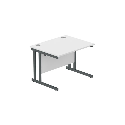 Office Rectangular Desk with Steel Double Upright Cantilever Frame (FSC) 1000X800 Arctic White/Graphite