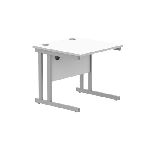 Office Rectangular Desk with Steel Double Upright Cantilever Frame (FSC) 1000X800 Arctic White/Silver
