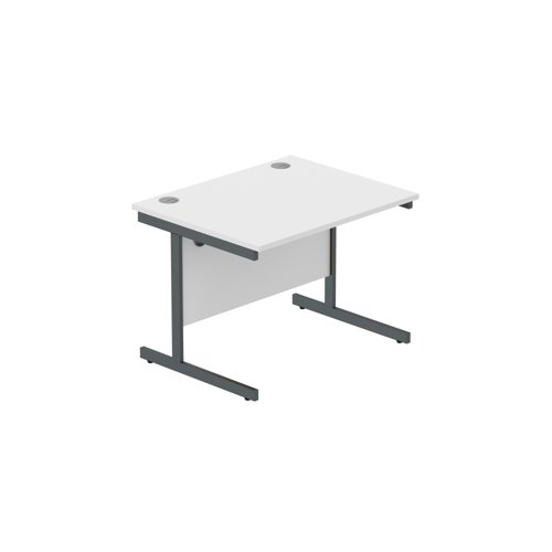 Office Rectangular Desk with Steel Single Upright Cantilever Frame (FSC) 1000X800 Arctic White/Graphite