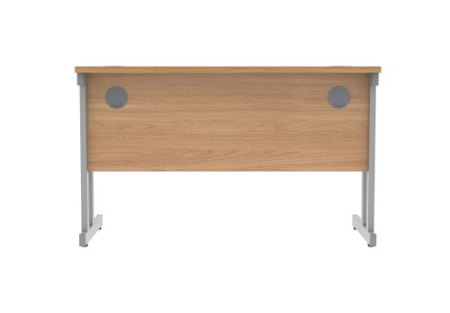 Office Rectangular Desk With Steel Double Upright Cantilever Frame 1200X600 Norwegian Beech/Silver