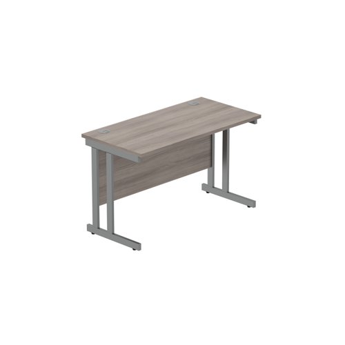 Office Rectangular Desk with Steel Double Upright Cantilever Frame (FSC) 1200X600 Alaskan Grey Oak/Graphite