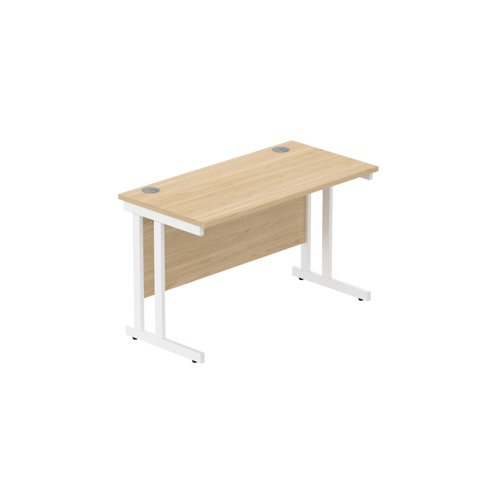 Office Rectangular Desk with Steel Double Upright Cantilever Frame (FSC) 1200X600 Canadian Oak/White