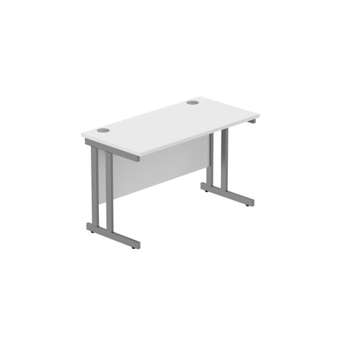 Office Rectangular Desk with Steel Double Upright Cantilever Frame (FSC) 1200X600 Arctic White/Graphite