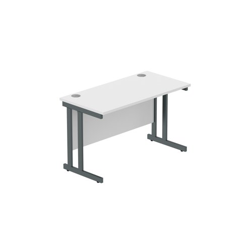 Office Rectangular Desk with Steel Double Upright Cantilever Frame (FSC) 1200X600 Arctic White/Graphite