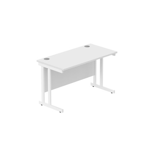 Office Rectangular Desk with Steel Double Upright Cantilever Frame (FSC) 1200X600 Arctic White/White