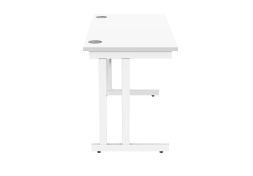 Office Rectangular Desk With Steel Double Upright Cantilever Frame 1200X600 Arctic White/White