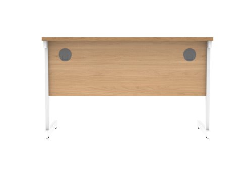 Office Rectangular Desk With Steel Single Upright Cantilever Frame 1200X600 Norwegian Beech/White