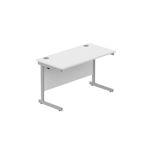 Office Rectangular Desk with Steel Single Upright Cantilever Frame (FSC) 1200X600 Arctic White/Silver