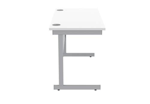 Office Rectangular Desk With Steel Single Upright Cantilever Frame 1200X600 Arctic White/Silver