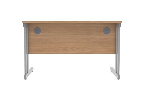 Office Rectangular Desk With Steel Double Upright Cantilever Frame 1200X800 Norwegian Beech/Silver
