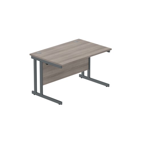 Office Rectangular Desk with Steel Double Upright Cantilever Frame (FSC) 1200X800 Alaskan Grey Oak/Graphite